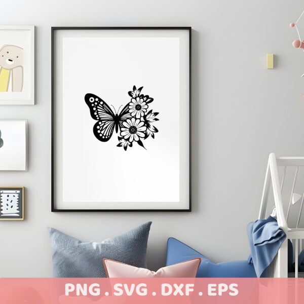 Butterfly Floral Laser Cut Mandala SVG, Cricut, Silhouette, CNC