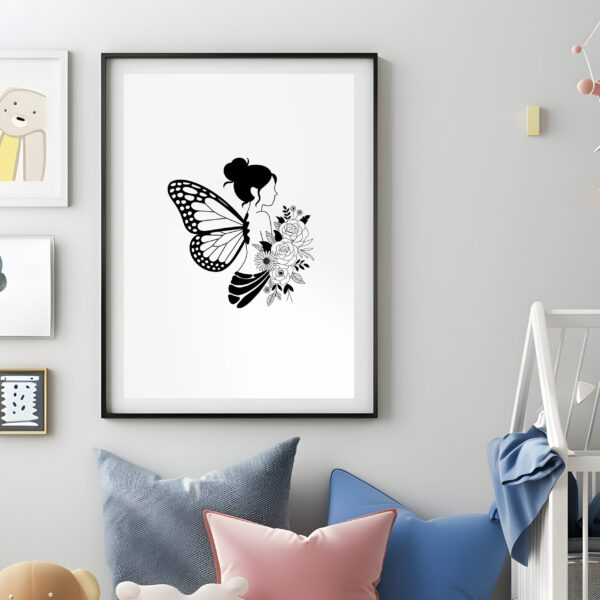 Butterfly Fairy Floral SVG Cut File. Cricut, Silhouette, CNC, Laser Cutting & Screen Print Stencil.