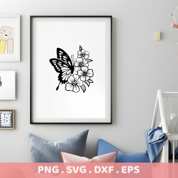 Butterfly Floral SVG Cut File. Cricut, Silhouette, CNC compatible. Perfect for screen printing stencils & crafts.