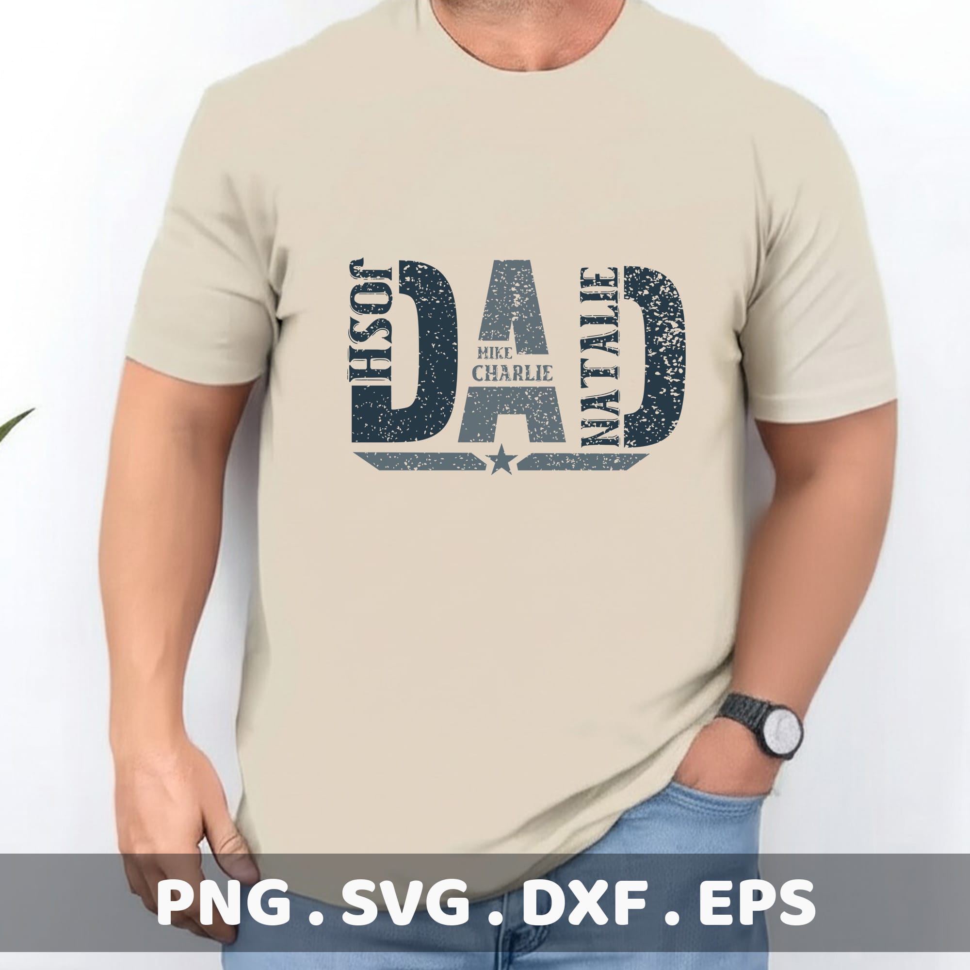 Dad SVG for Cricut & Silhouette: Patriotic stencil design with family names for cutting machines.