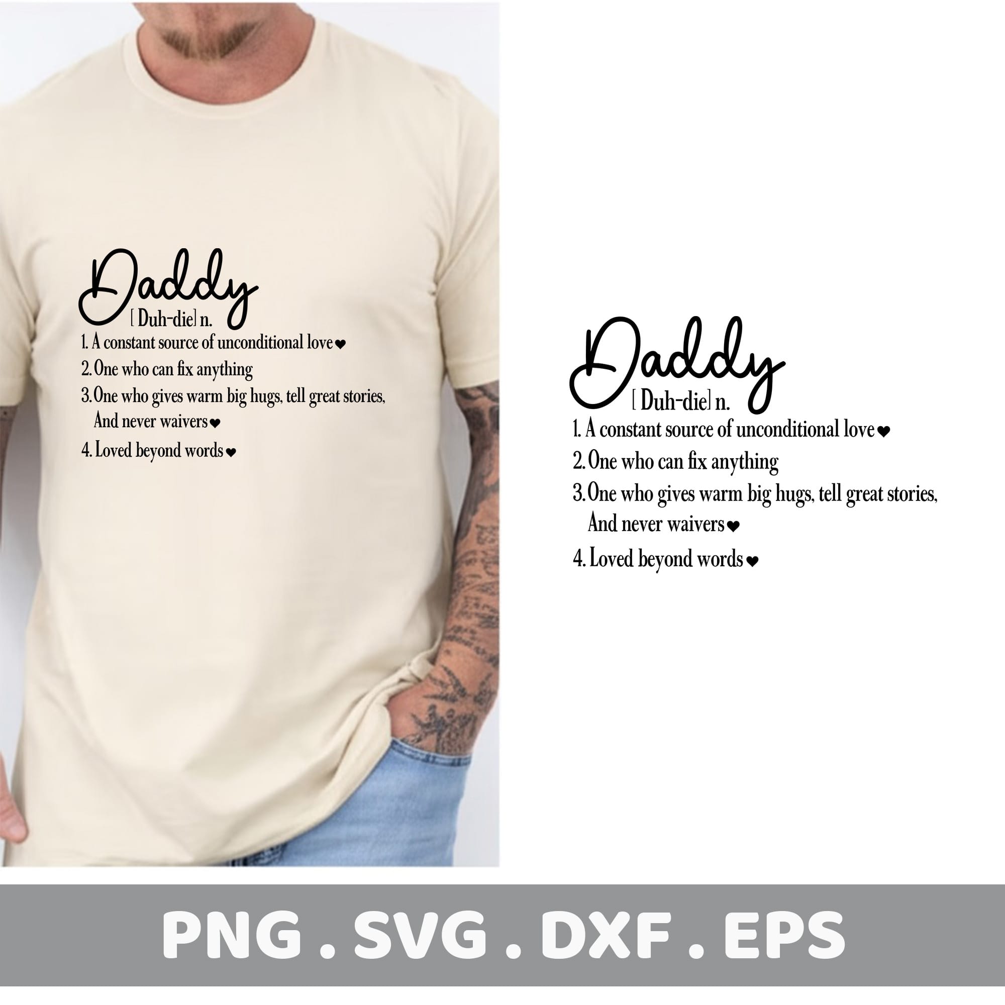 Daddy" definition SVG for Cricut, Silhouette, CNC laser cut stencil. Father's Day serigraphy design.