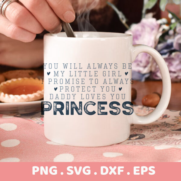 Daddy's Girl Princess SVG for Cricut & CNC cutting. "Always My Little Girl" stencil design.