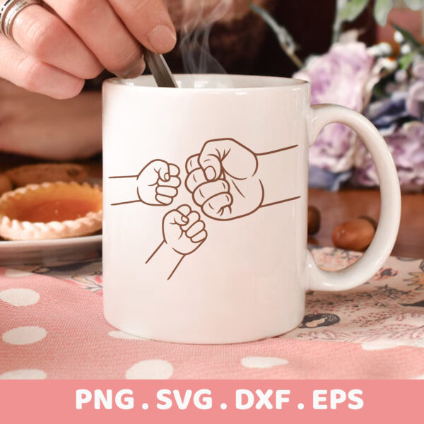 Family Fist Bump SVG for Cricut, Silhouette & CNC. Serigraphy stencil design for screen printing. Father son gift idea.