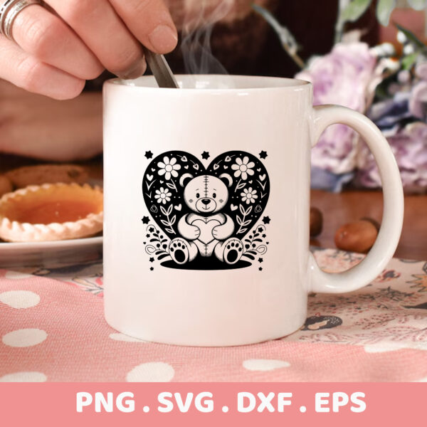 Cute Teddy Bear Heart SVG, DXF, EPS for Cricut, Silhouette, CNC.