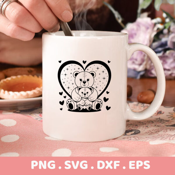 Mama Bear & Baby Bear Heart SVG Cut File. Cricut, Silhouette, CNC.