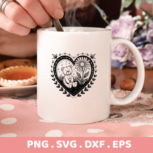 Teddy Bear Heart SVG, DXF, PNG, EPS Files for Cricut, Silhouette, CNC Cutting.