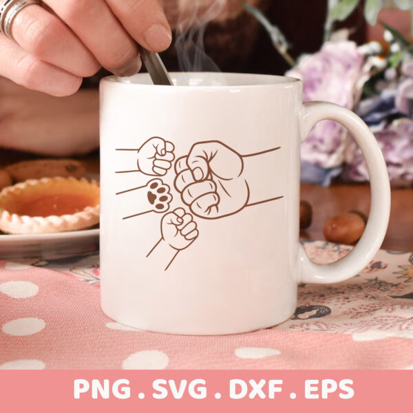 Family Fist Bump SVG for Cricut, Silhouette & CNC. Paw print serigraphy stencil, perfect cutting machine gift idea.