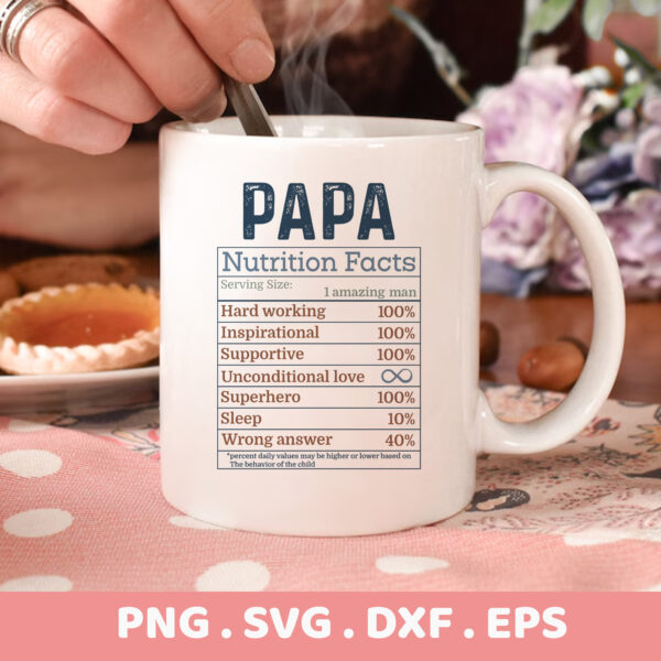 Papa Nutrition Facts SVG for Cricut & Silhouette. Father's Day stencil design for electronic cutters.