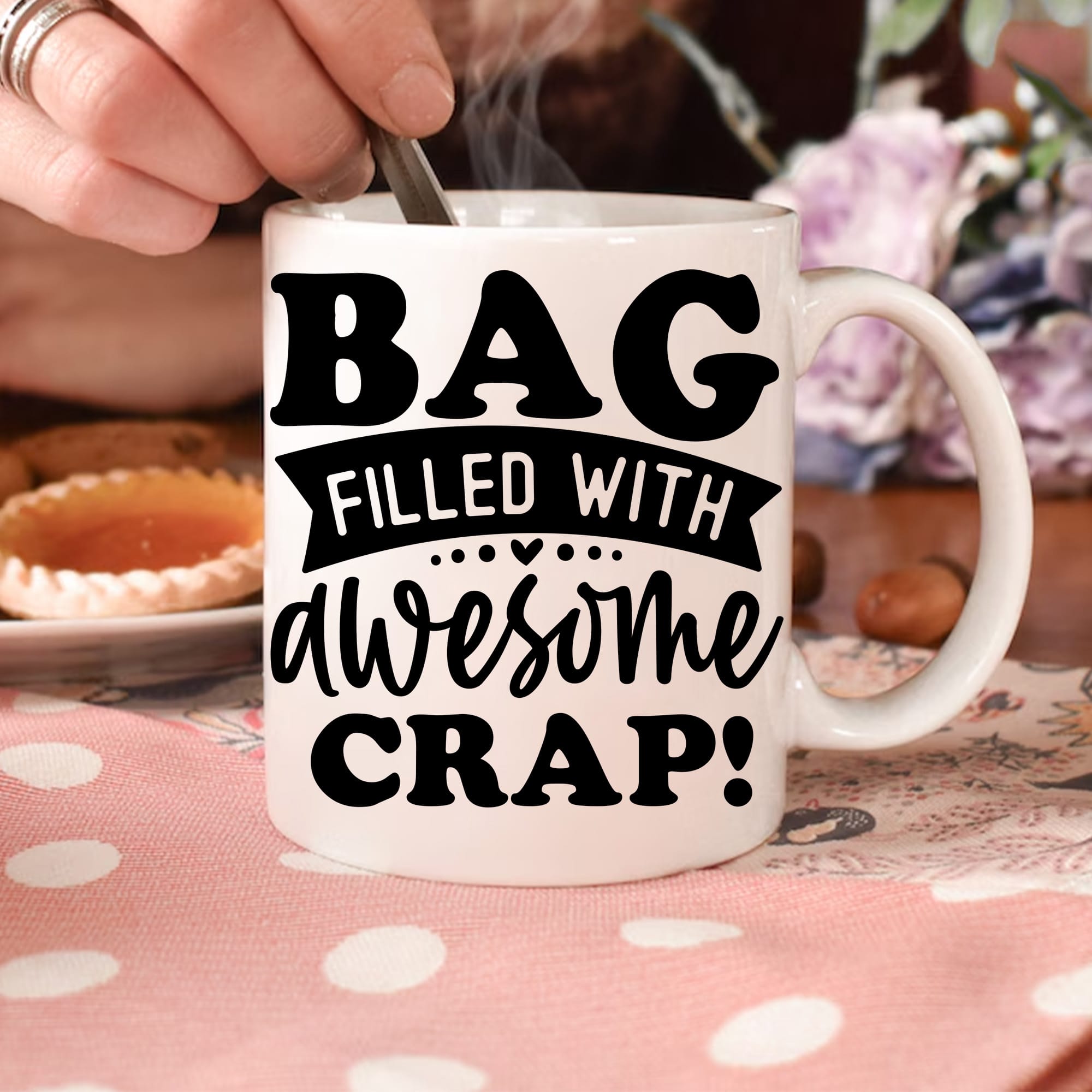 Funny Bag Filled With Awesome Crap Mug. DTF & Sublimation PNG, SVG. Instant Download. Gift Idea.