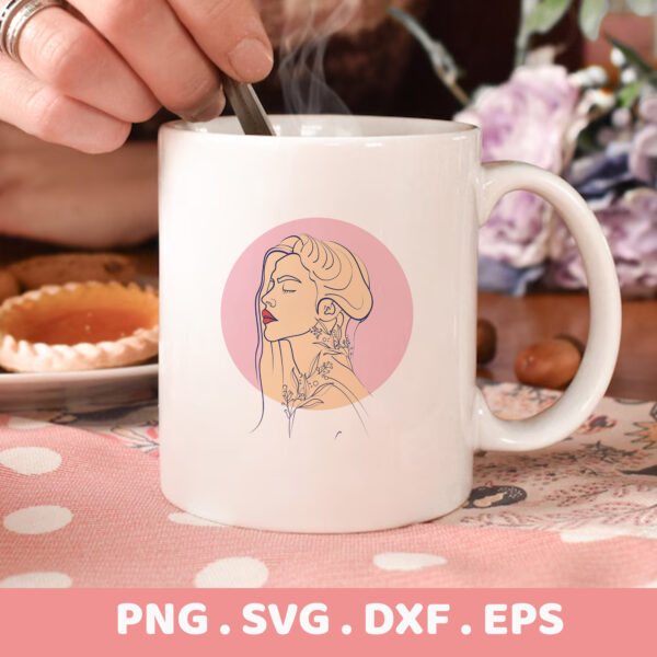 Woman Portrait SVG for Cricut, Silhouette & Laser Cutters. Floral tattoo serigraphy stencil design for crafters.