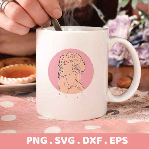 Woman Line Art SVG for Cricut, Silhouette & Laser Cutters. Serigraphy Stencil Design for Screen Printing.