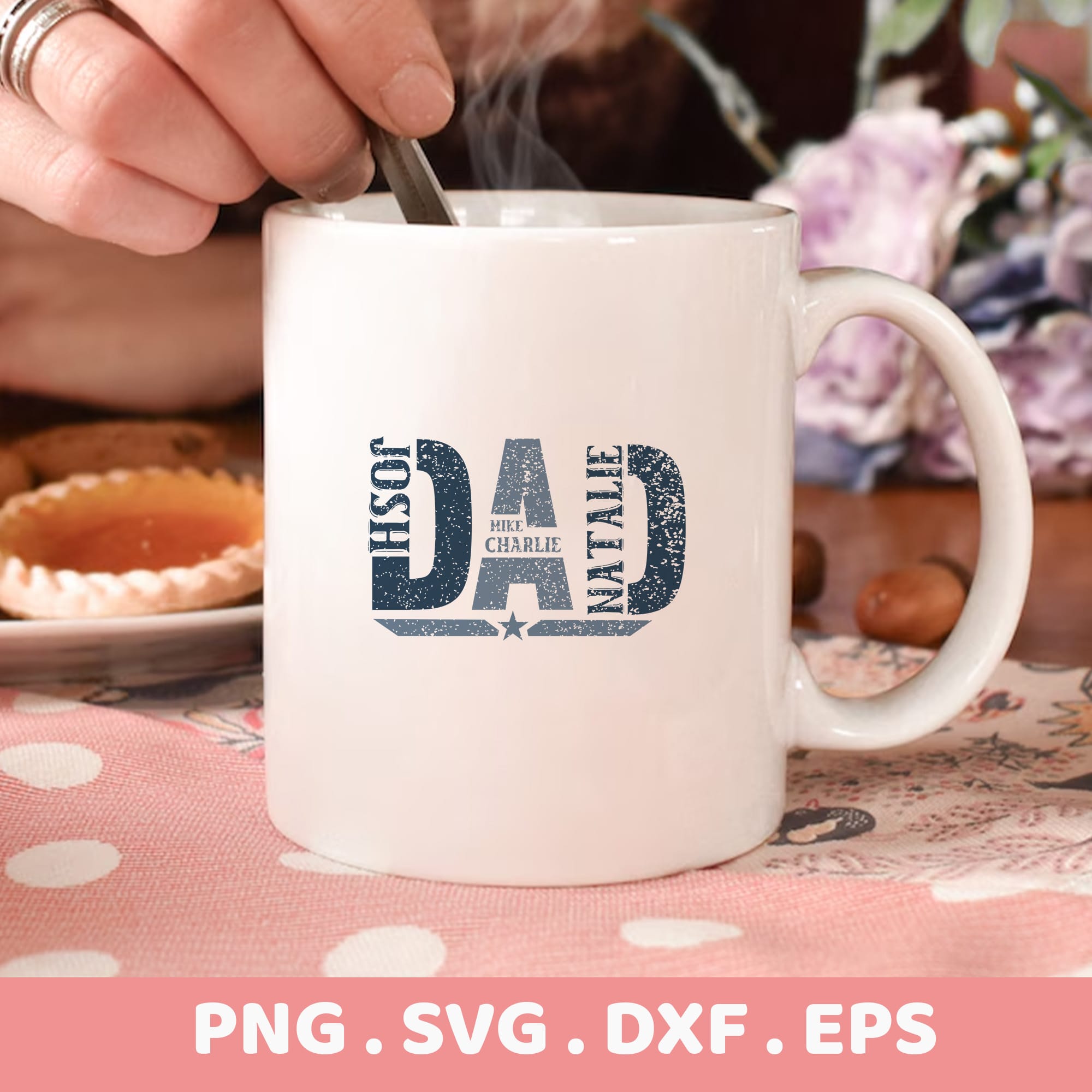 Dad SVG for Cricut & Silhouette: Patriotic family name stencil design for cutting machines.