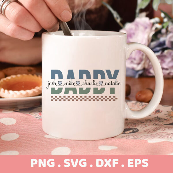 Daddy Kids Names SVG for Cricut, Silhouette & CNC. Personalized names stencil design for screen print.