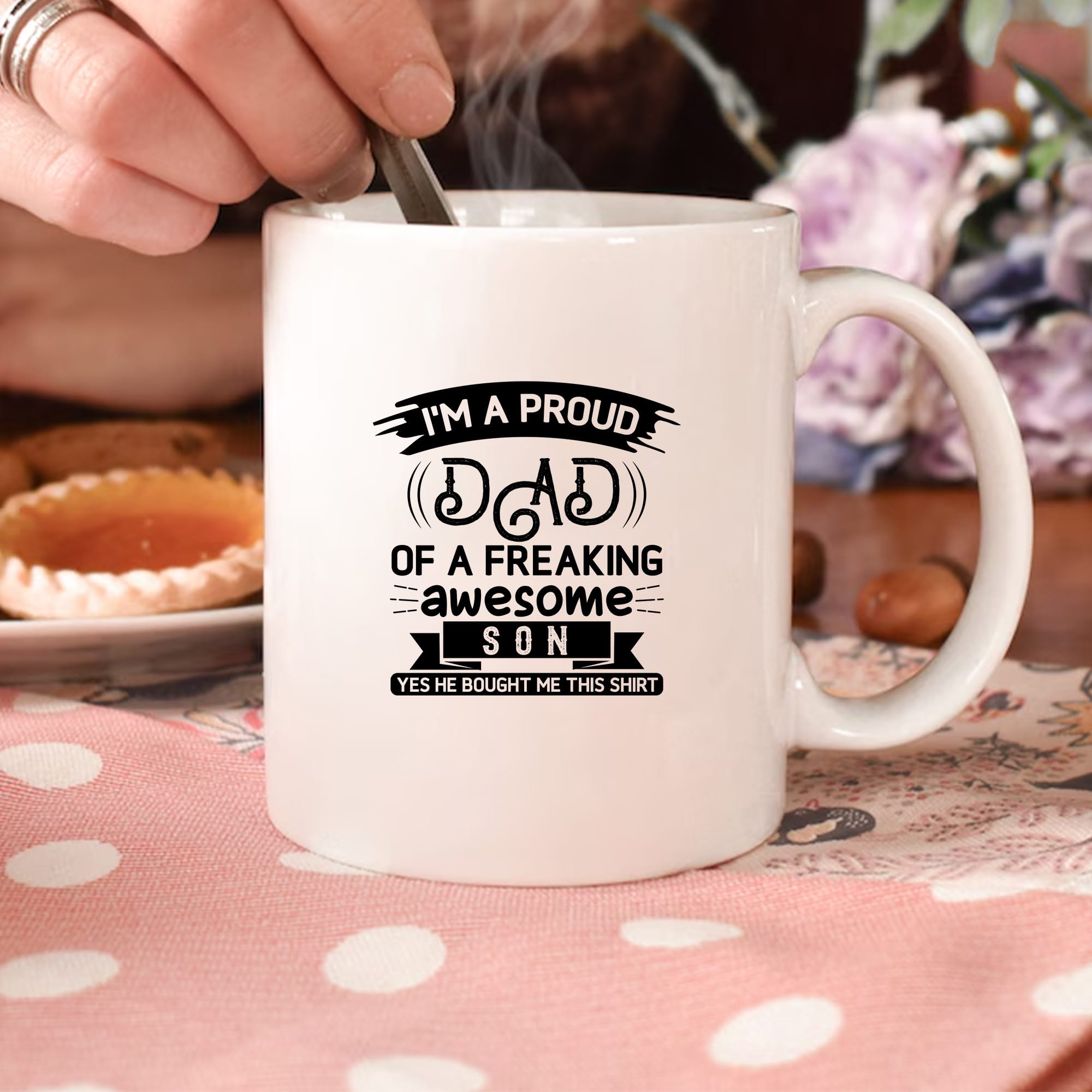 Proud Dad Mug, Awesome Son. Father's Day Gift. DTF & Sublimation Design. PNG, SVG, DXF, EPS.