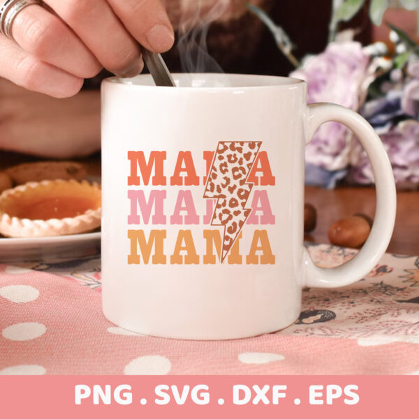 Mama Leopard Lightning Bolt SVG Bundle. Cricut, Silhouette, CNC, Laser, & Screen Print Stencils. Perfect DIY Mama Gift.