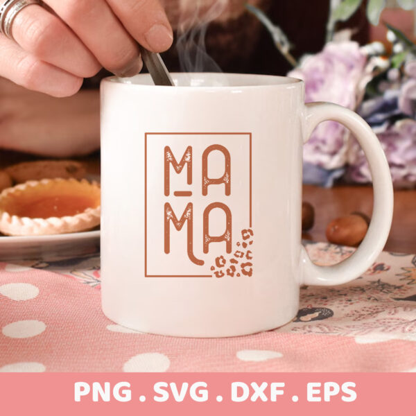 Mama Leopard SVG Cut Files. Cricut, Silhouette, CNC compatible. Serigraphy stencils. Mother's Day gift.