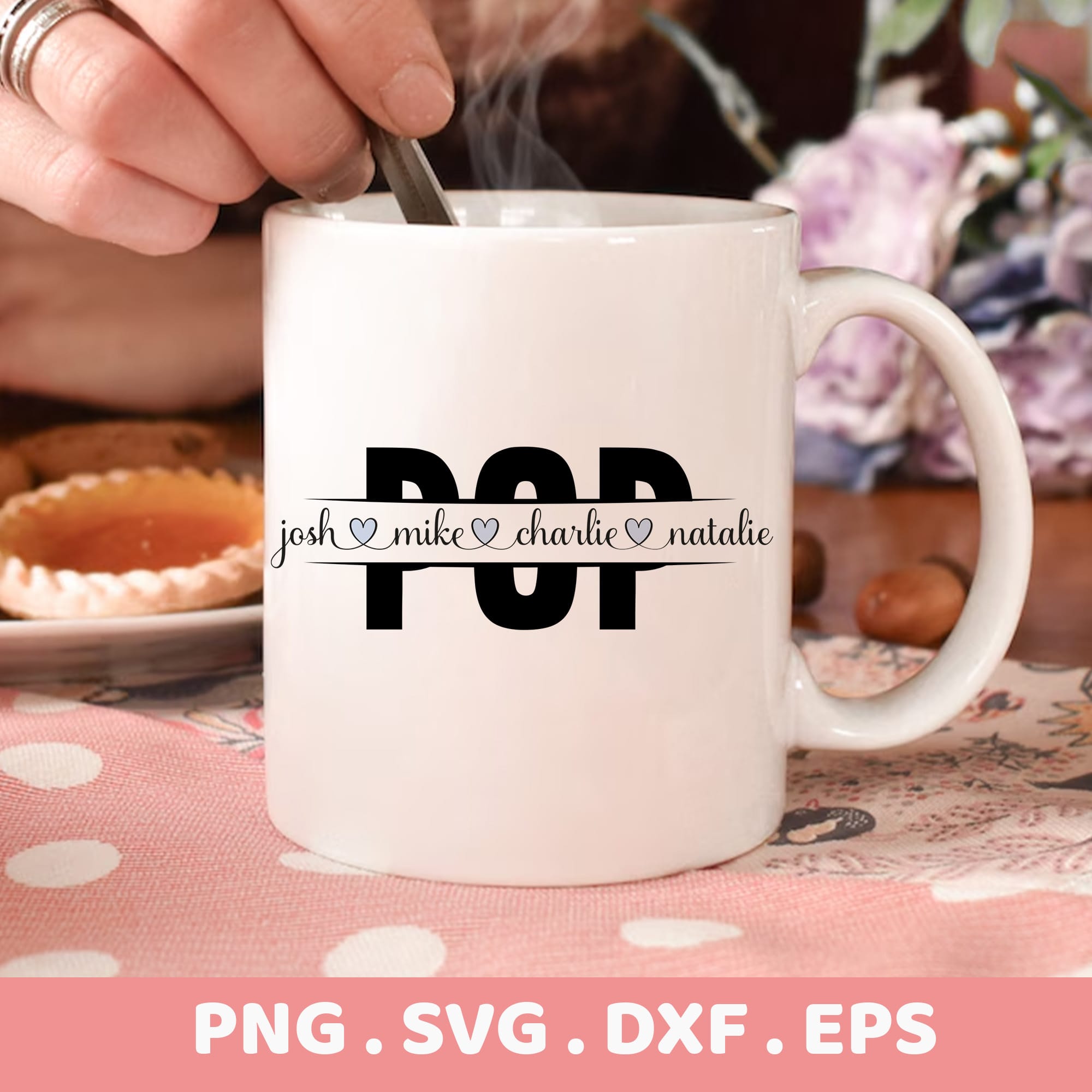 Names Heart SVG for Cricut, Silhouette & CNC. Personalized "Pop" stencil design for electronic cutting & screen printing.