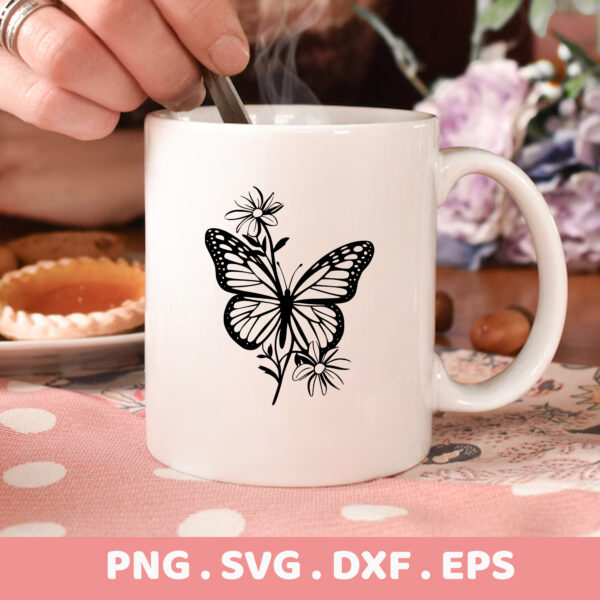 Butterfly Flower SVG Cut File. Cricut, Silhouette, CNC, Laser Cut Designs. Stencil & Screen Print.
