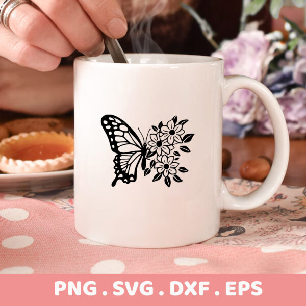 Butterfly Flower SVG Cut File. Cricut, Silhouette, CNC, Laser Cut Designs. Stencil Template.