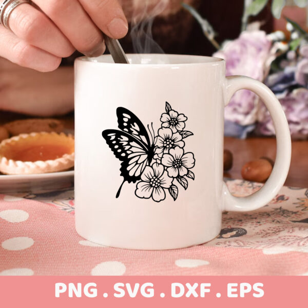 Butterfly Floral SVG Cut File. Cricut, Silhouette, CNC, Laser Cut Designs. Stencil for Screen Printing.