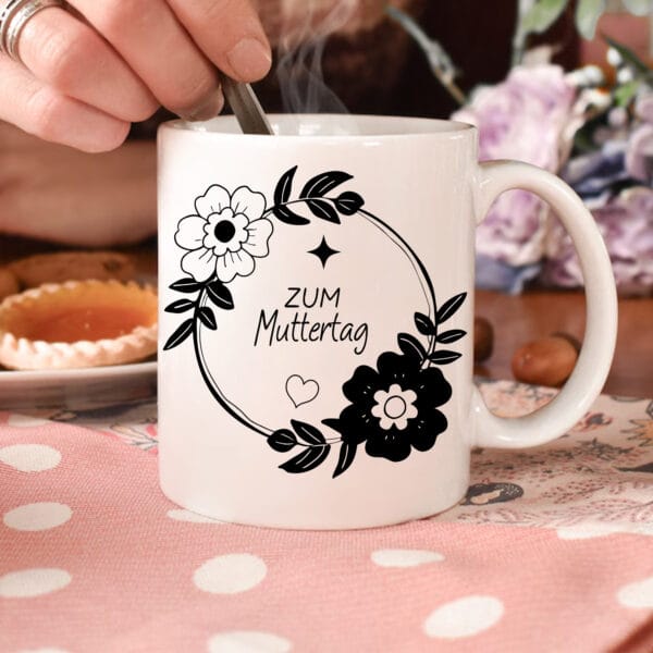 Floral Wreath Mother's Day Mug, SVG, PNG. Perfect gift! DTF & Sublimation design.