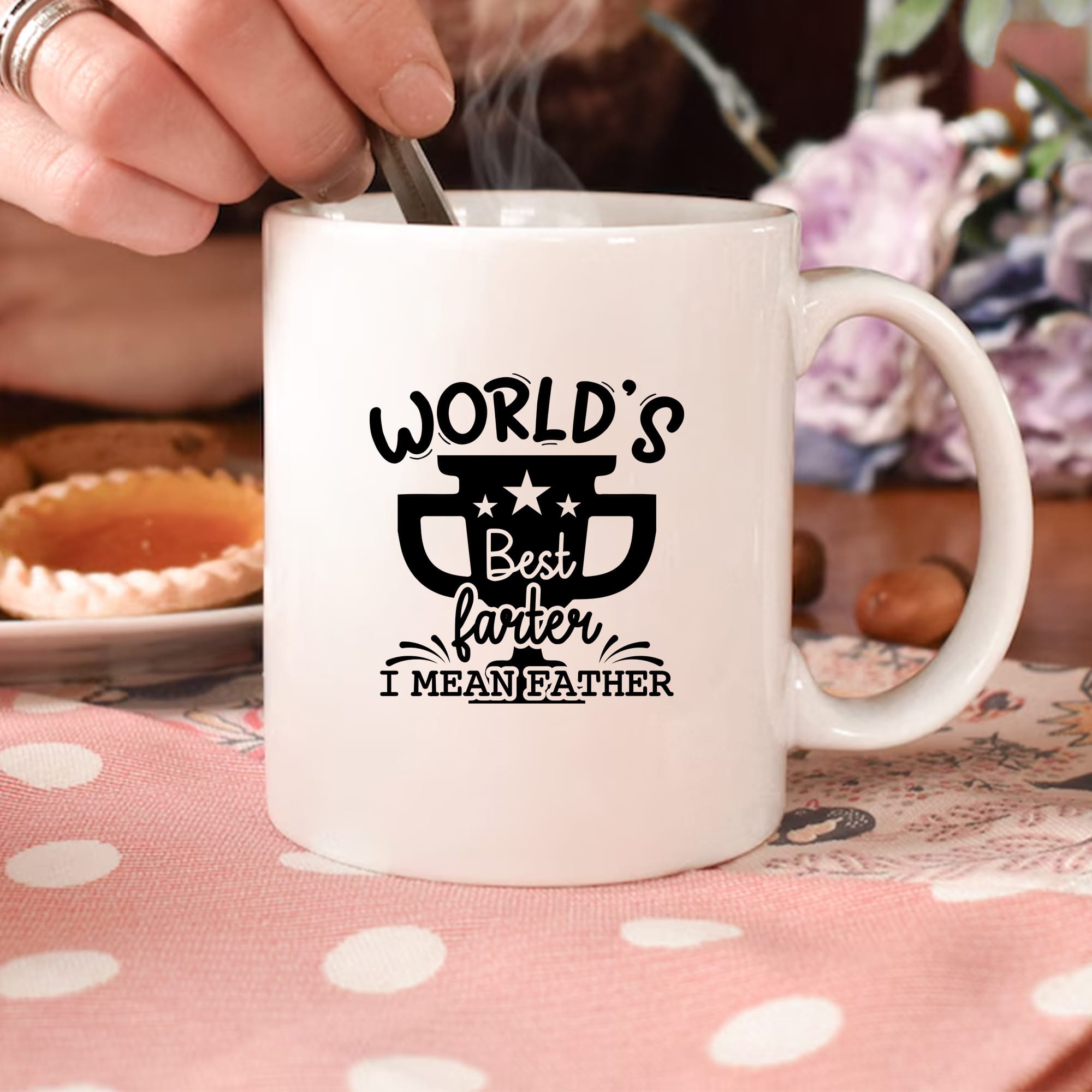 World's Best Farter (I Mean Father) Mug - Laser Cut & Screen Print Design