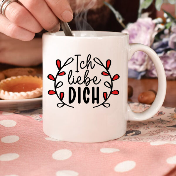 Red & white floral wreath mug. Perfect wedding or party gift. Sublimation & DTF ready.