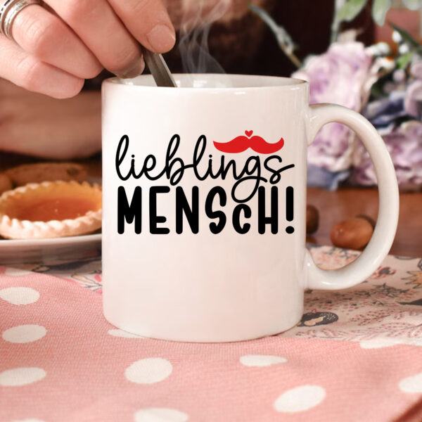 Red Mustache Love Mug Design. Perfect Valentine's Day gift! High-quality DTF & sublimation PNG for Cricut & Silhouette.