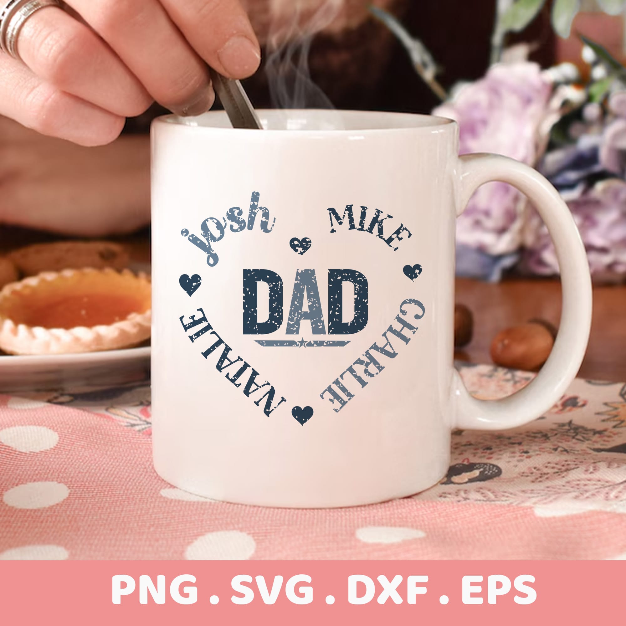 Dad Names SVG for Cricut, Silhouette & CNC. Family names stencil design for Father's Day gift. Universal cutter file.