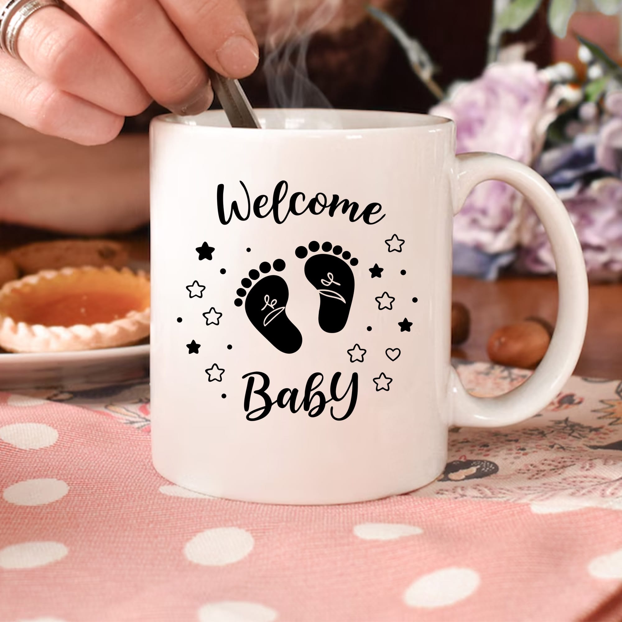 Welcome Baby mug. Baby shower gift. Sublimation & DTF ready PNG & SVG files.