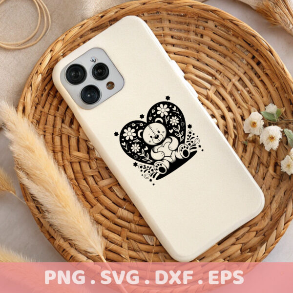 Teddy Bear Heart Mandala SVG, DXF, EPS for Cricut, Silhouette, CNC Cutting