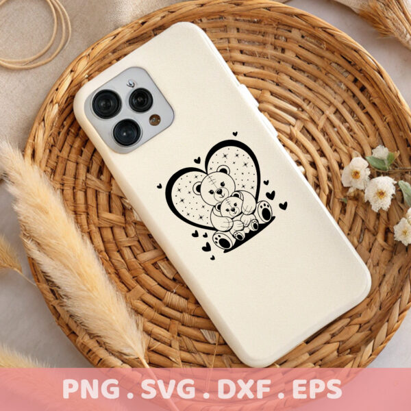 Teddy Bear Heart SVG, DXF, EPS Cut Files for Cricut, Silhouette, CNC.