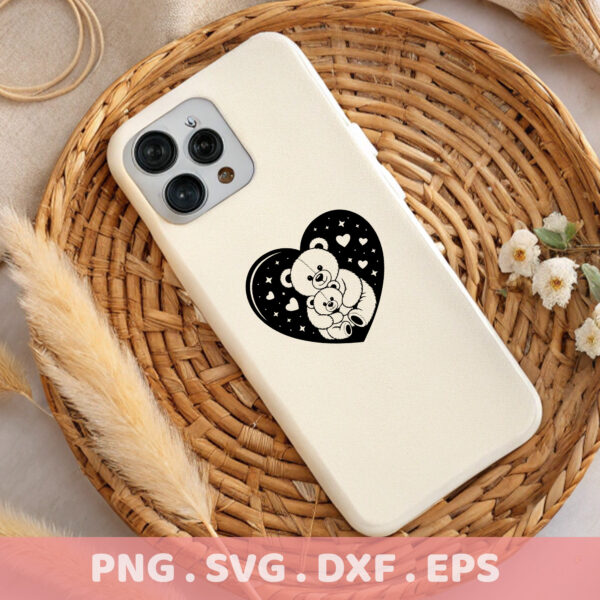 Mama Bear & Cub Heart SVG Cut File. Cricut, Silhouette, CNC compatible. Perfect for laser cutting.