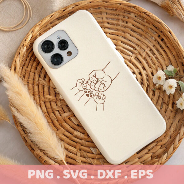 Family Fist Bump SVG for Cricut, Silhouette & CNC. Paw print stencil for cutting machines.