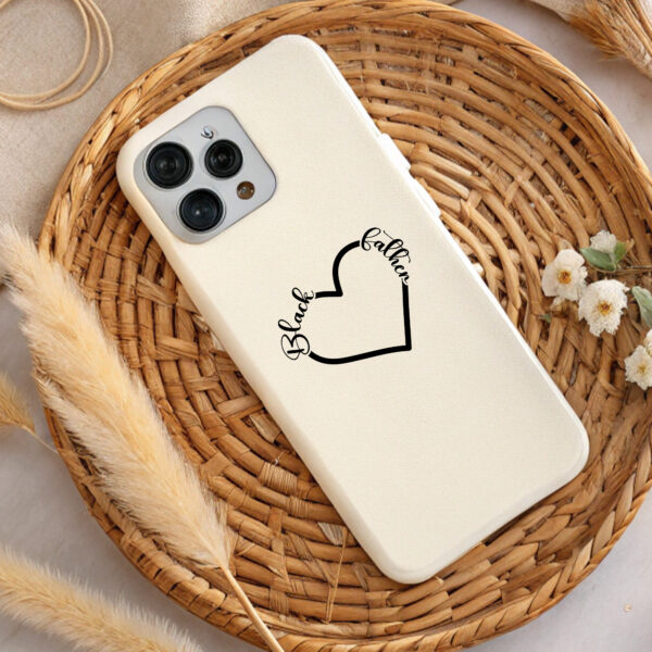 Cream phone case with black heart design, "Black Father" text. Father's Day gift. DTF, sublimation PNG, SVG.