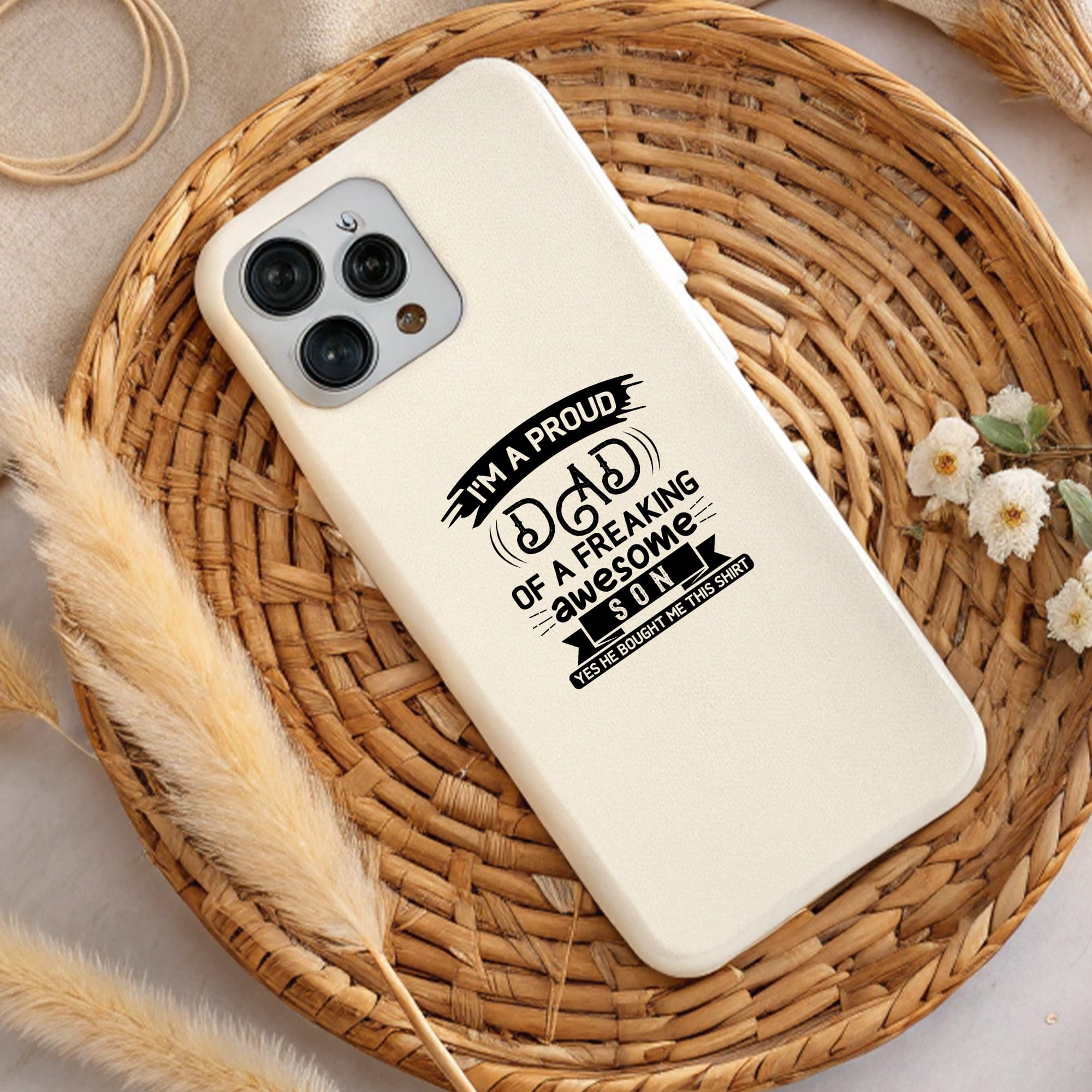 Proud Dad phone case. Awesome Son design. Perfect Father's Day or birthday gift. DTF & sublimation ready.