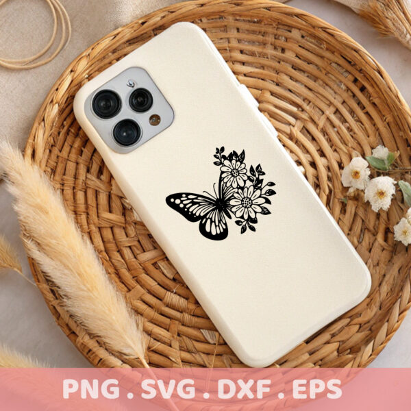Butterfly Floral Design SVG, DXF, EPS, PNG Files for Cricut, Silhouette, Laser Cutting & Screen Printing.