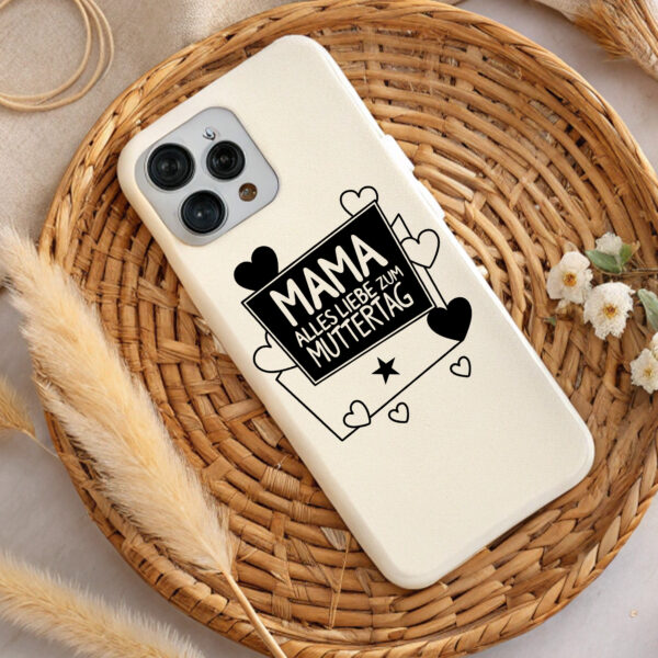 Cream Mother's Day phone case. "Mama" design with hearts. Perfect gift for Mom. Ready to print.