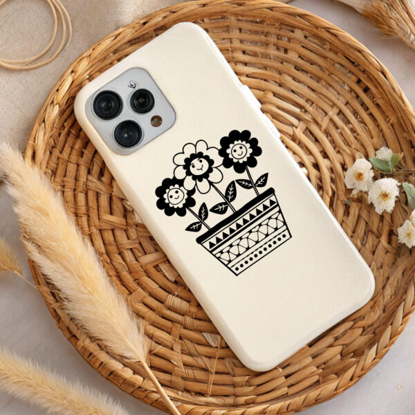 Cream phone case with black floral design. Perfect birthday gift. Sublimation & DTF ready SVG, PNG.