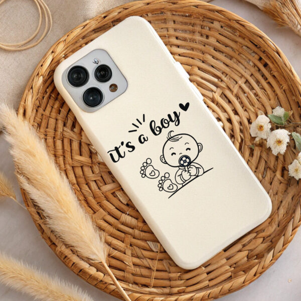 Cream "It's a Boy" phone case, baby shower gift. Sublimation design, PNG & SVG. Instant download.