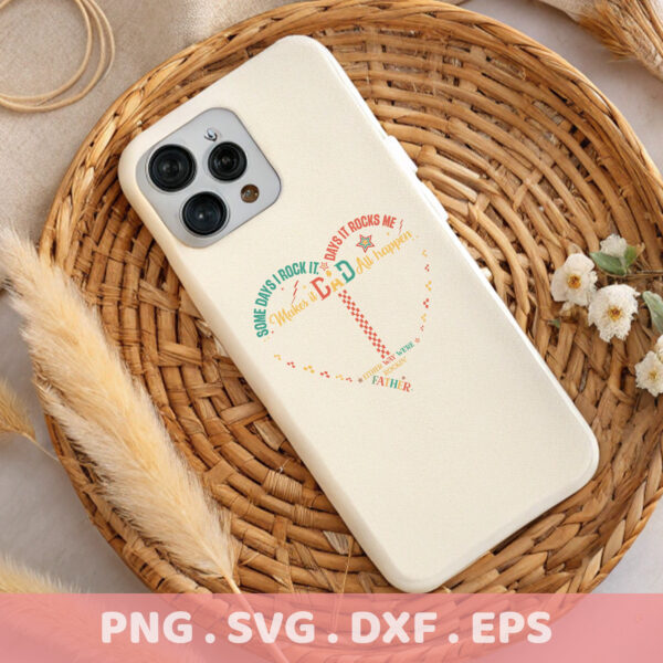 Father's Day SVG for Cricut: "Dad Rocks" heart design on phone case, premium cutting file for all machines.