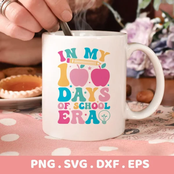 100 Days School Cricut design for a teacher mug decal.