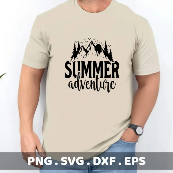 Summer Adventure SVG for Cricut & Silhouette. Electronic Cutter Template. Screen Print Stencil Design.