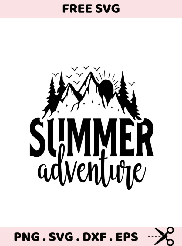 Summer Adventure SVG for Cricut & Silhouette. Electronic Cutter Template. Stencil Design.