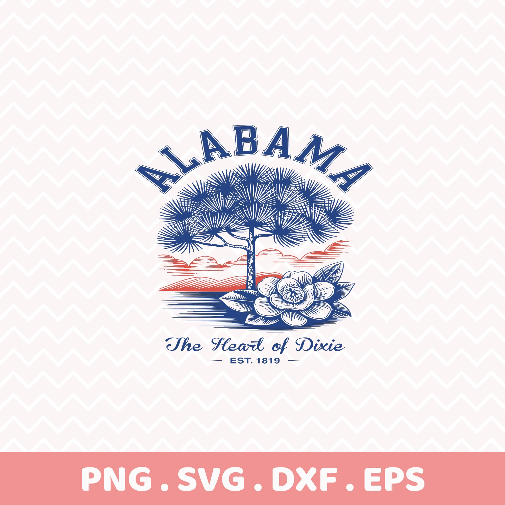 Alabama Magnolia Cricut design for a vintage t-shirt screen print.