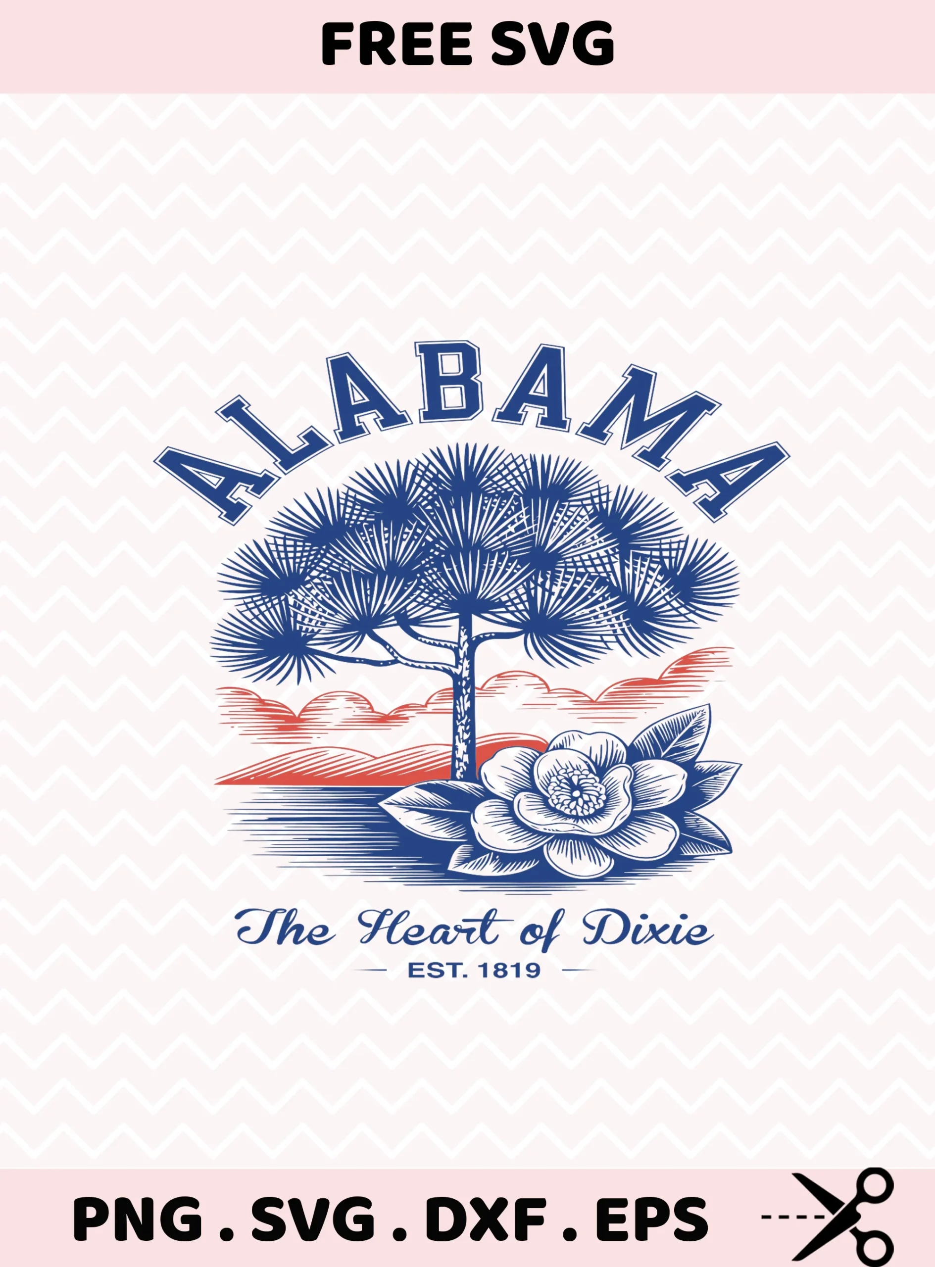 Vintage Alabama Magnolia Cricut design for vinyl decal cutting projects.