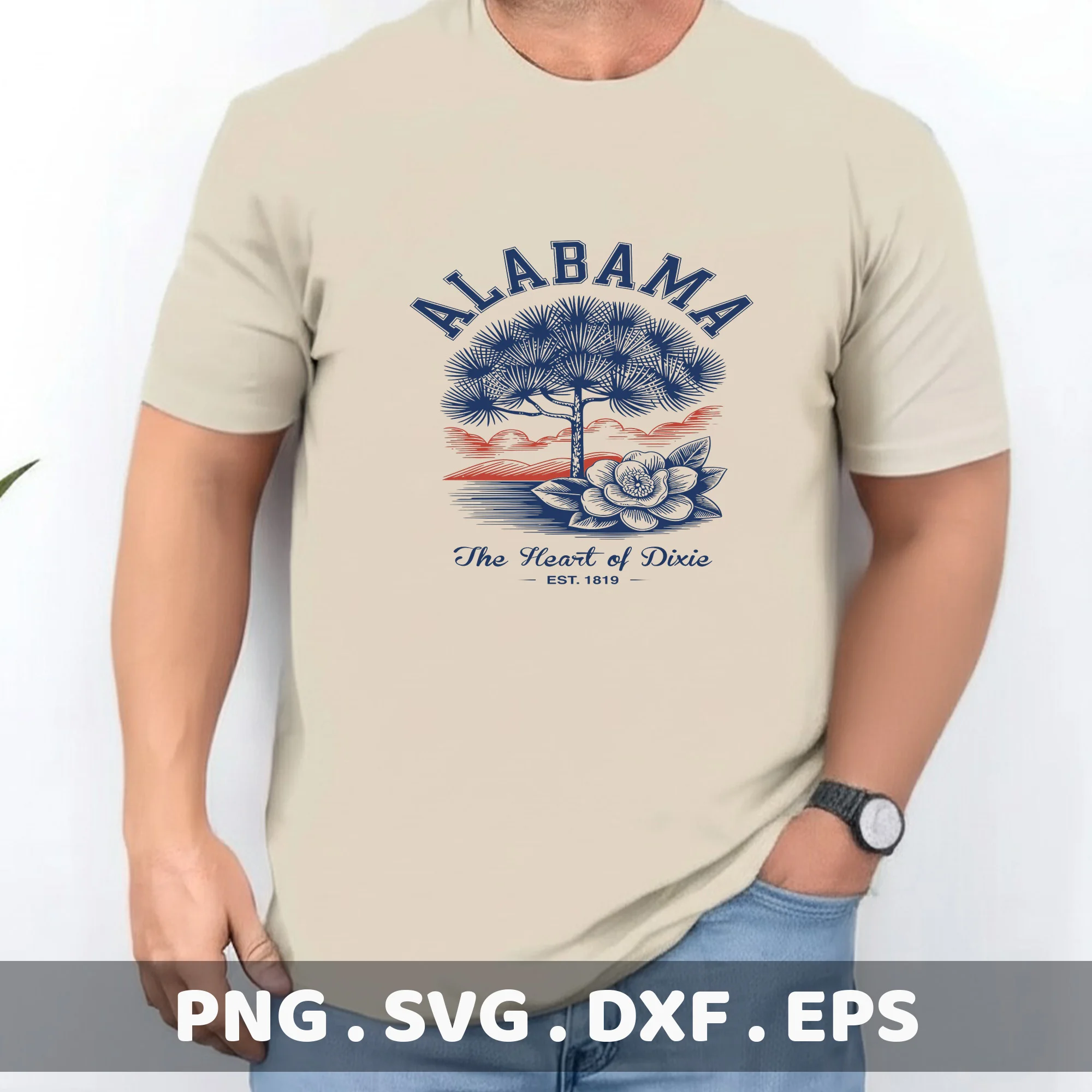 Alabama Magnolia Cricut design for a vintage t-shirt screen print.