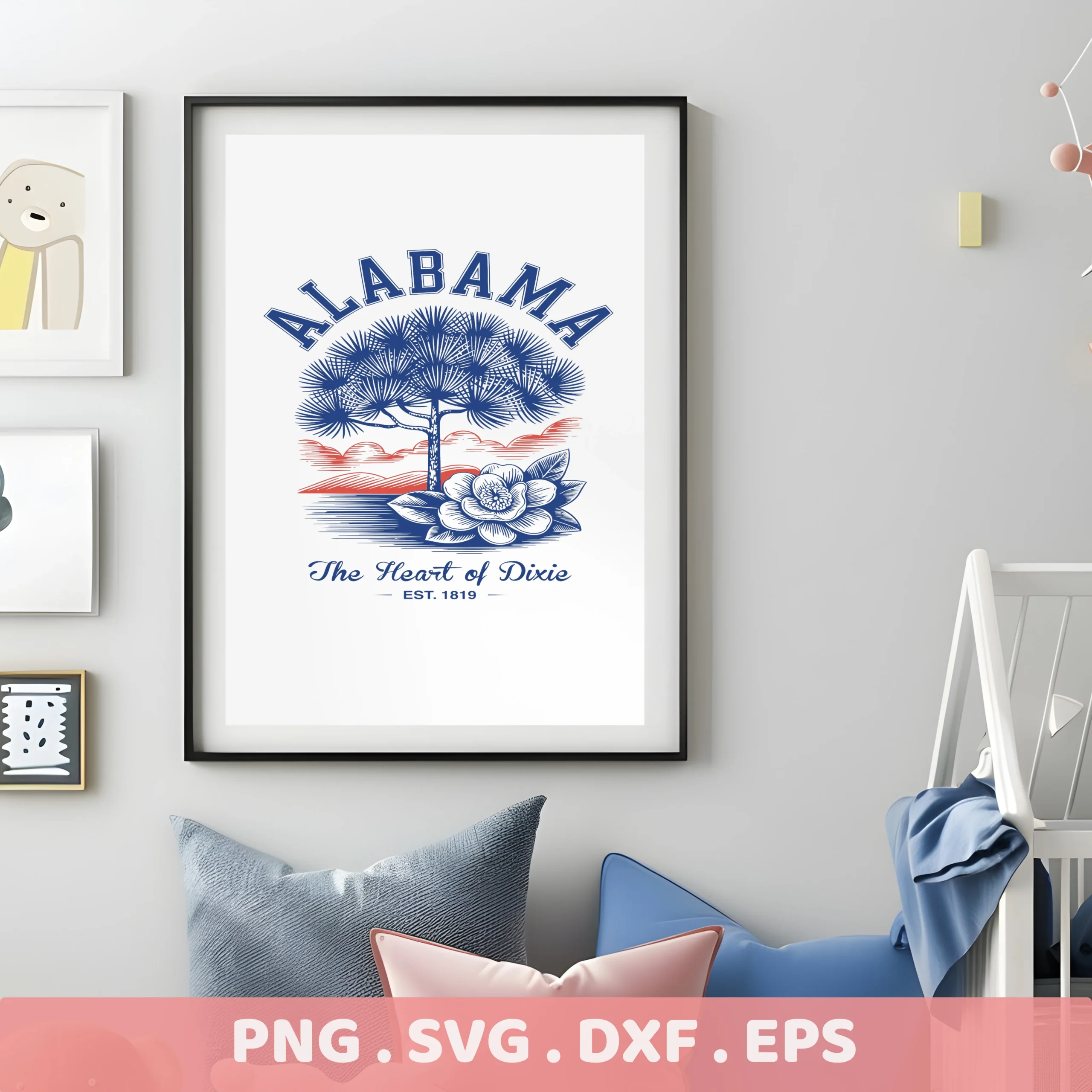 Alabama Magnolia Cricut design for a vintage t-shirt screen print.