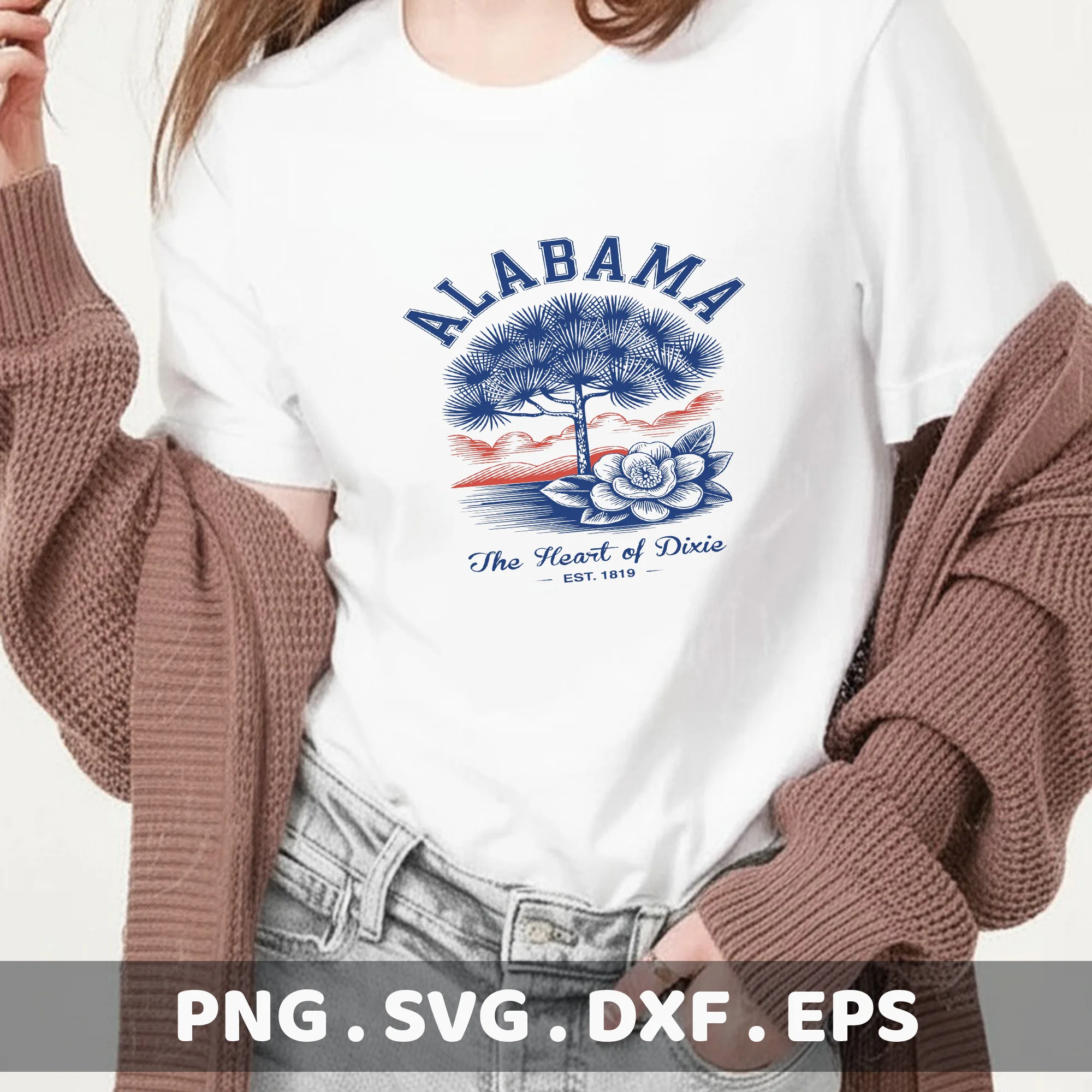 Alabama Magnolia Cricut design for a vintage t-shirt screen print.