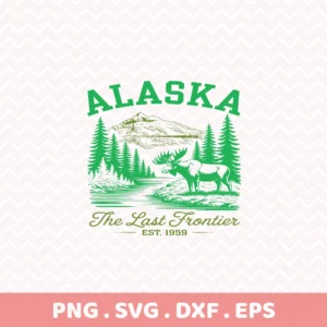 Vintage Alaska Moose Cricut design for vinyl decal or serigraphy stencil.